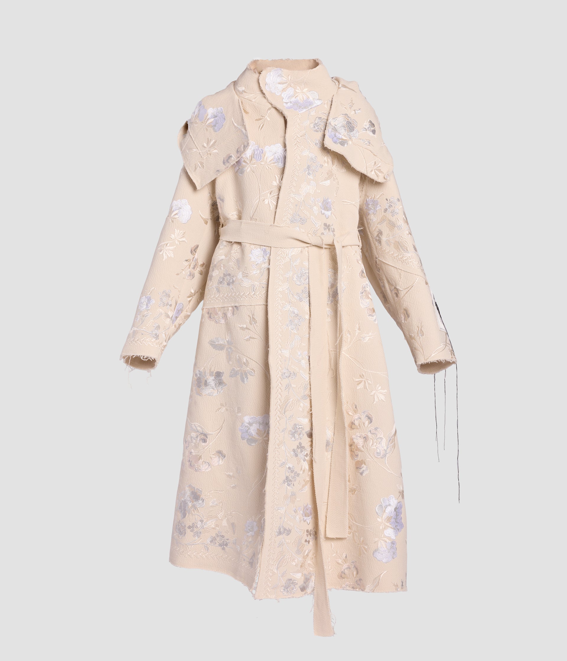 Embroidered Cotton Twill Parka Coat