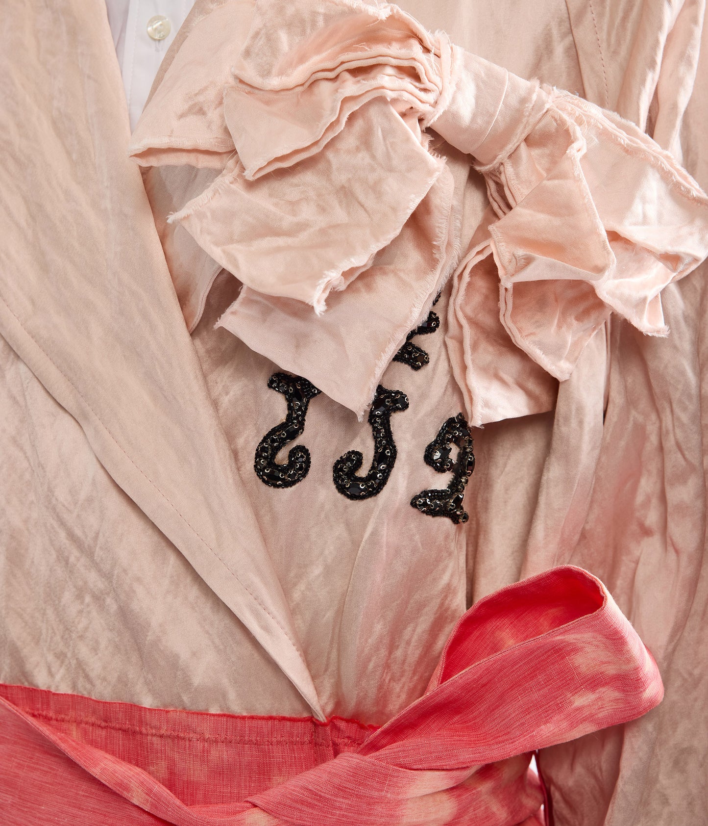Embellished Textured Satin Trench Coat