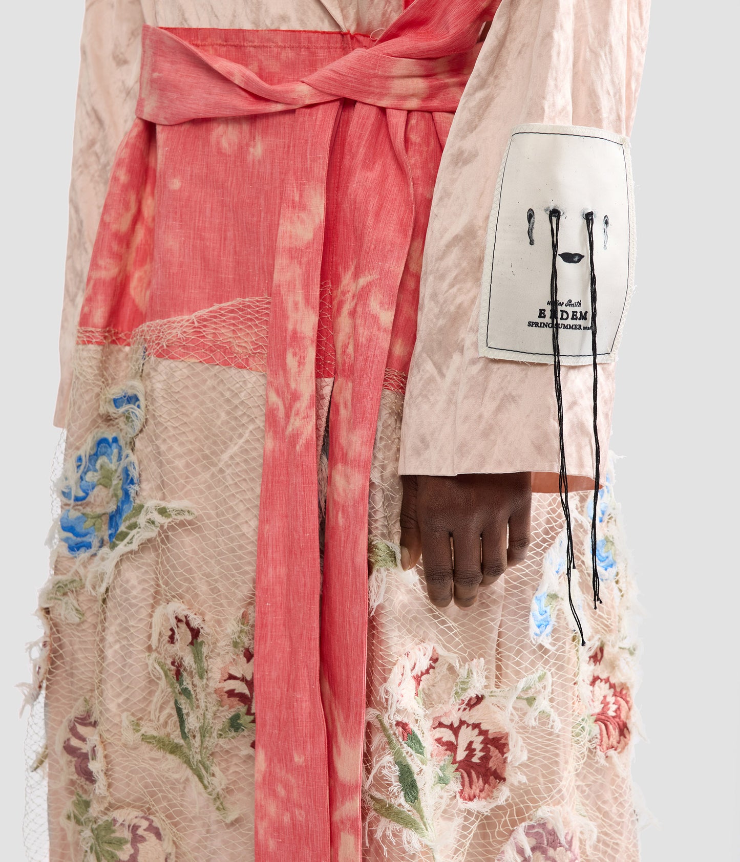 Embellished Textured Satin Trench Coat