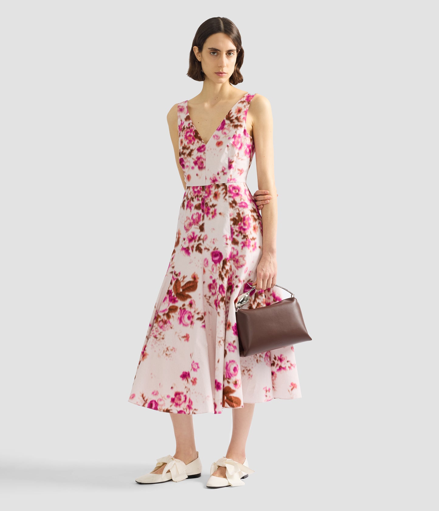 Floral Print Cotton Fit And Flared Midi Dress