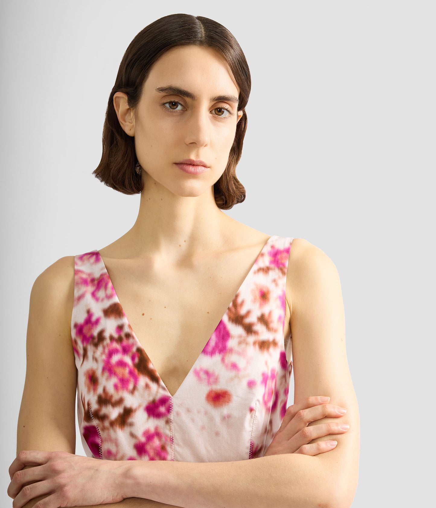 Floral Print Cotton Fit And Flared Midi Dress