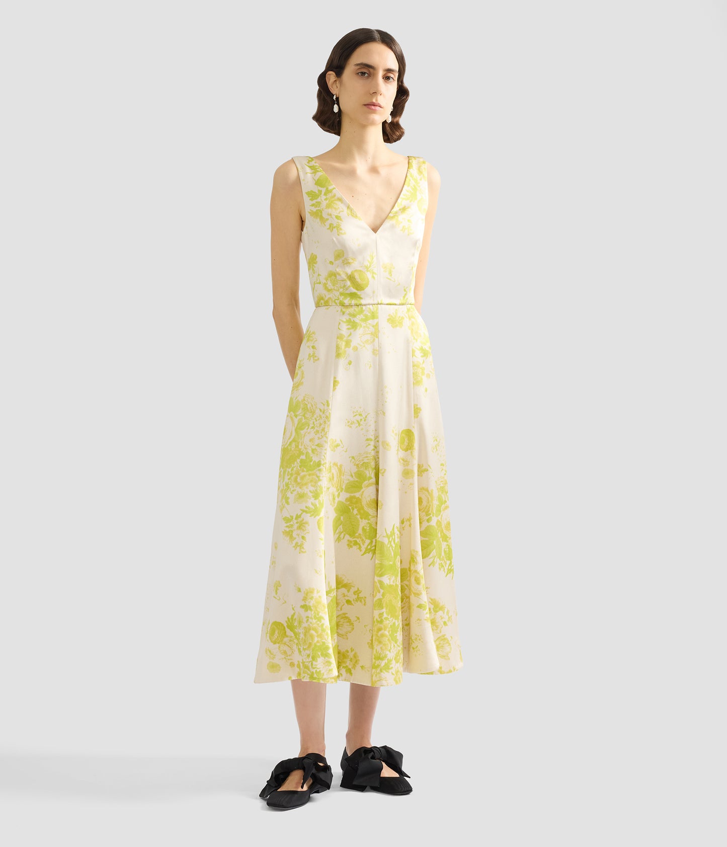 Floral Print Duchess Fit And Flared Dress