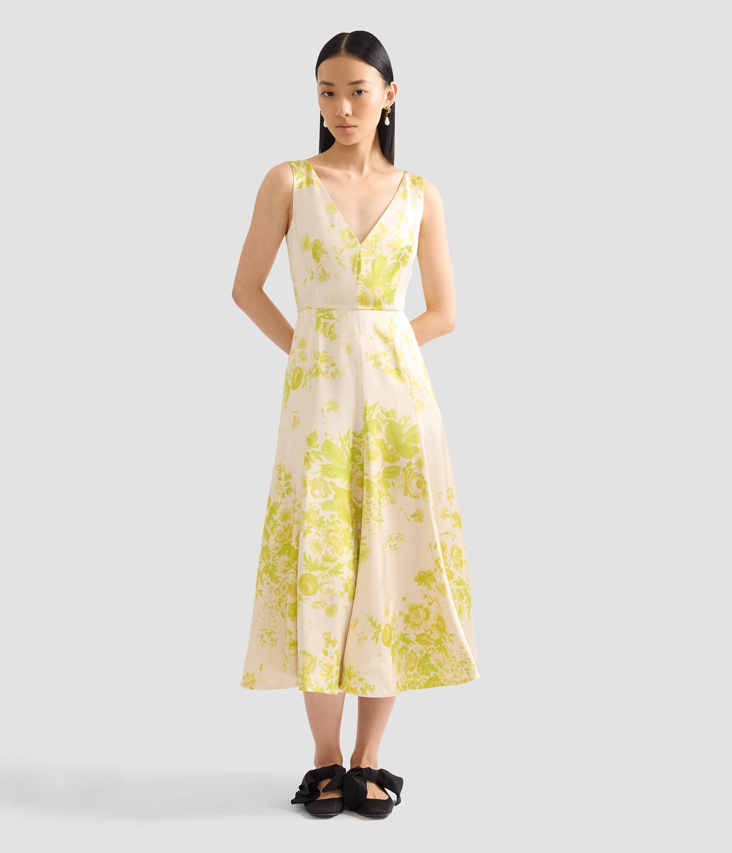 Floral Print Duchess Fit And Flared Dress