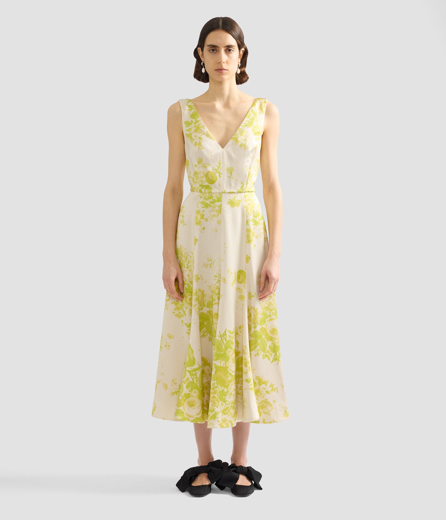 Floral Print Duchess Fit And Flared Dress