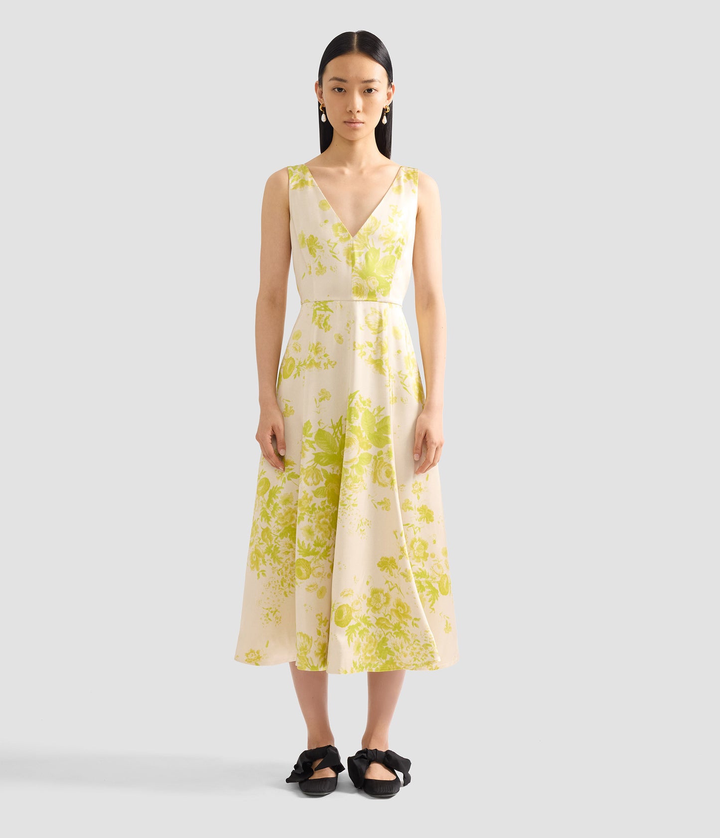 Floral Print Duchess Fit And Flared Dress