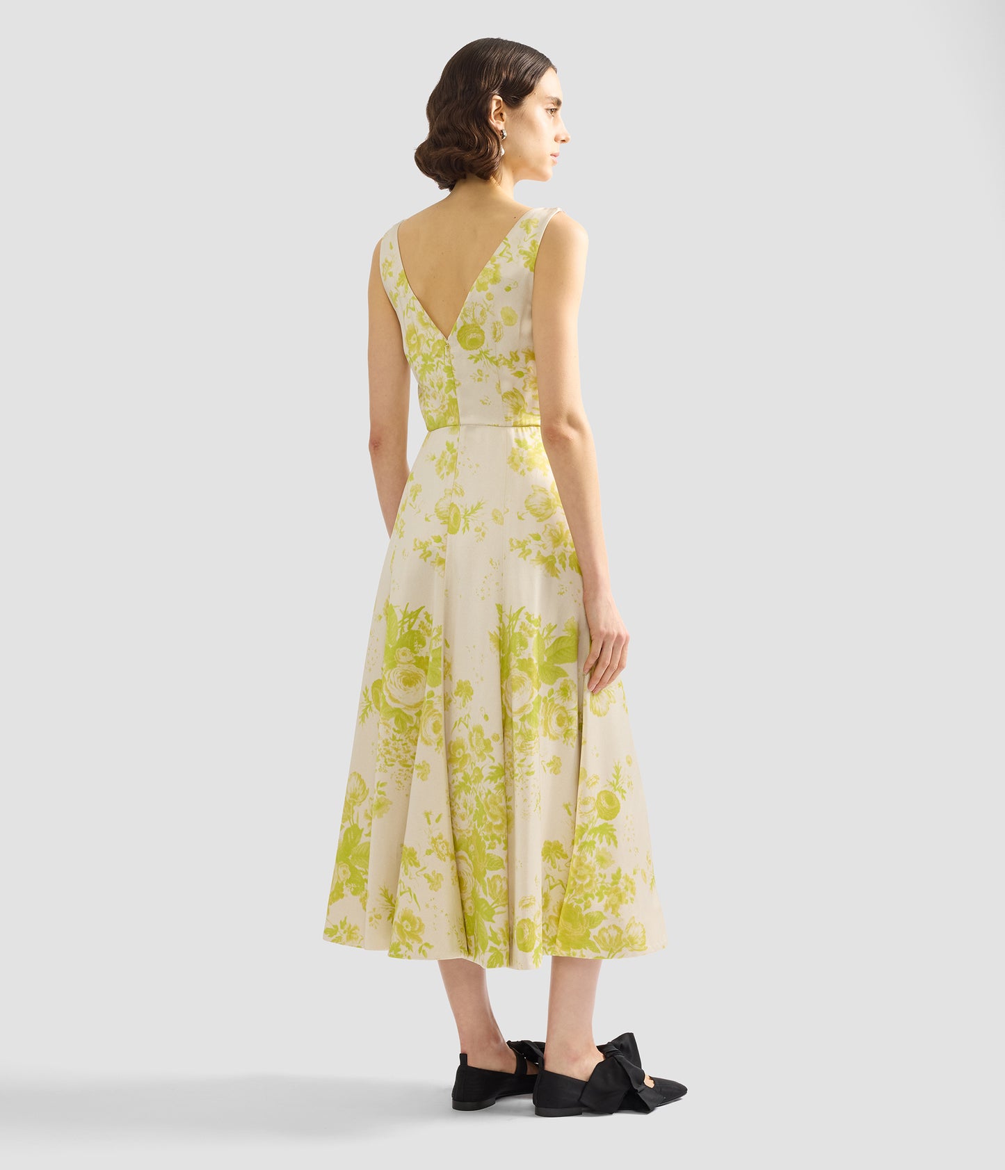 Floral Print Duchess Fit And Flared Dress