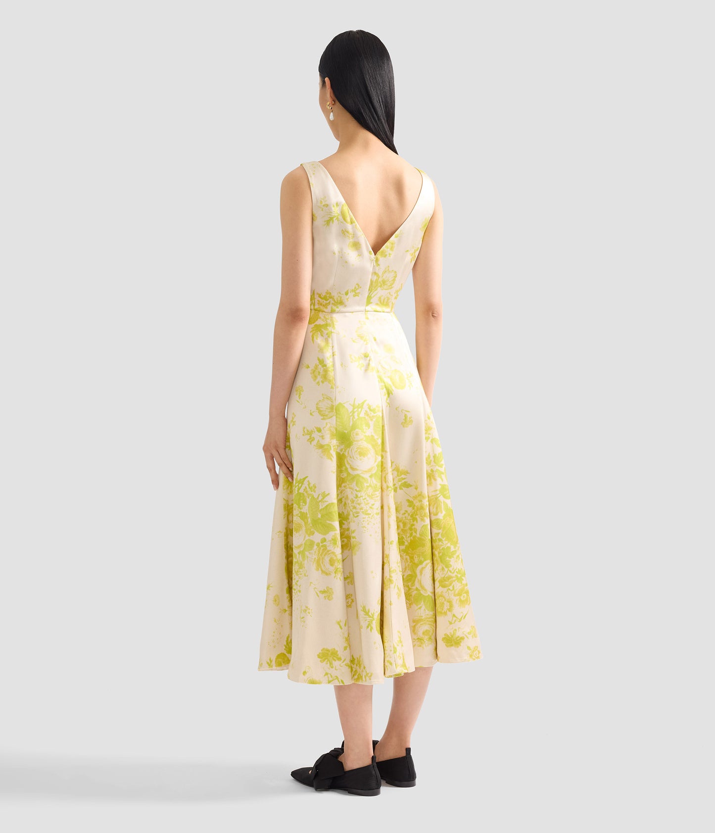 Floral Print Duchess Fit And Flared Dress