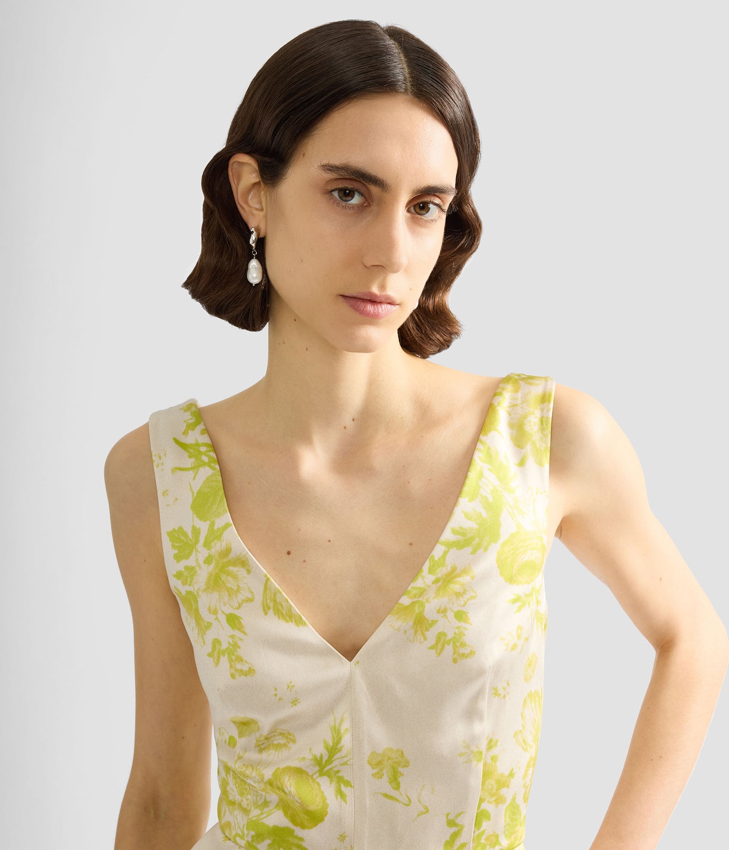 Floral Print Duchess Fit And Flared Dress