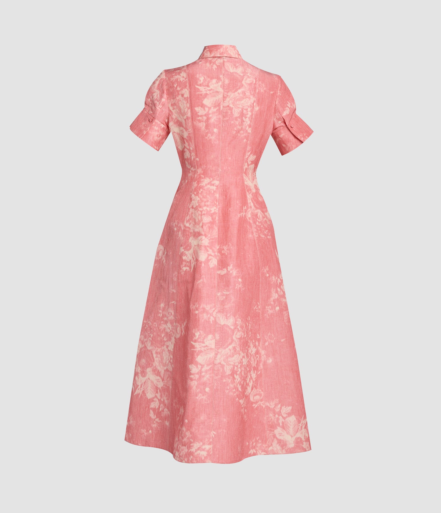 Floral Print Linen Chine Midi Shirt Dress