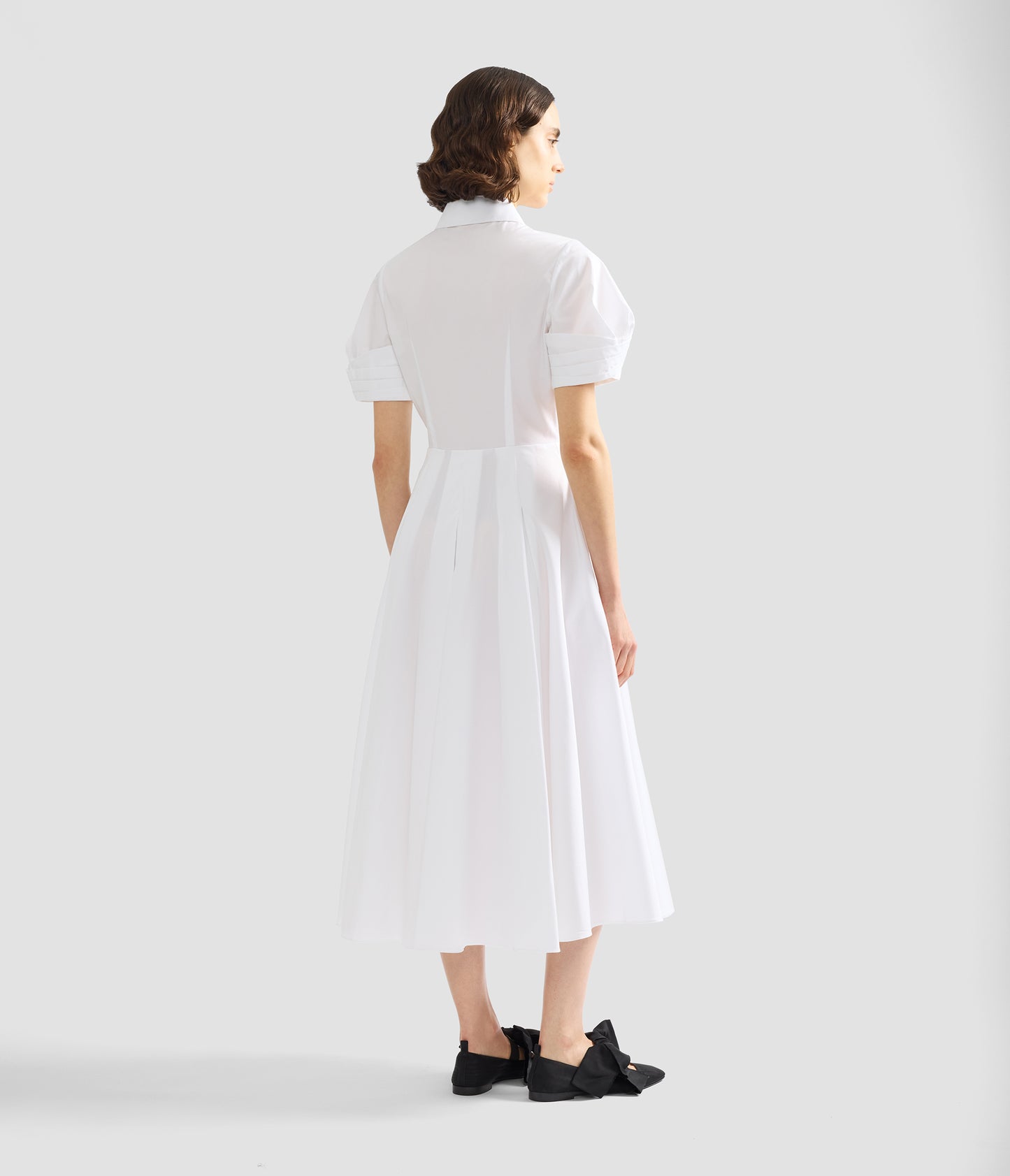 Appliqué Cotton Midi Shirt Dress