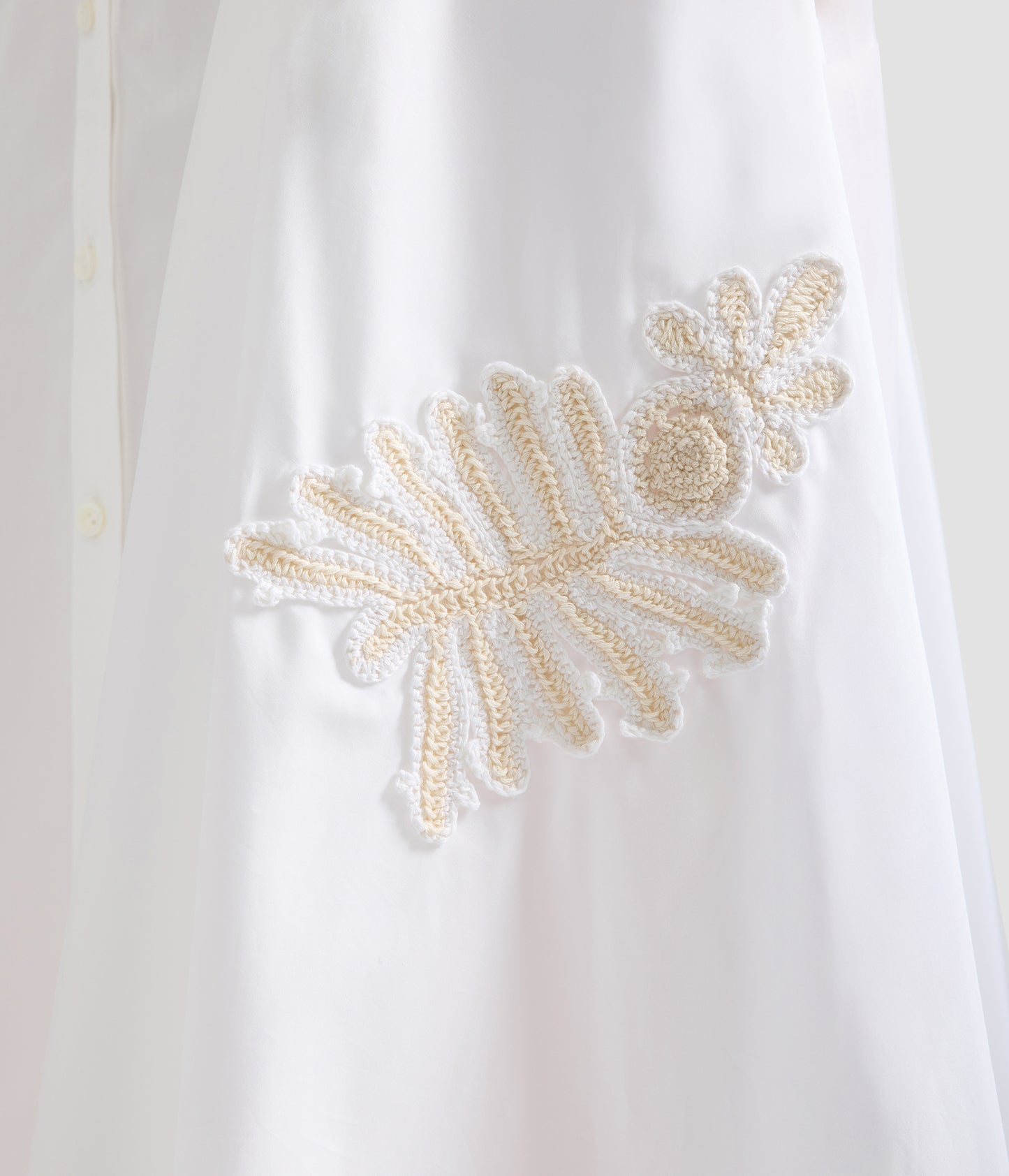 Appliqué Cotton Midi Shirt Dress