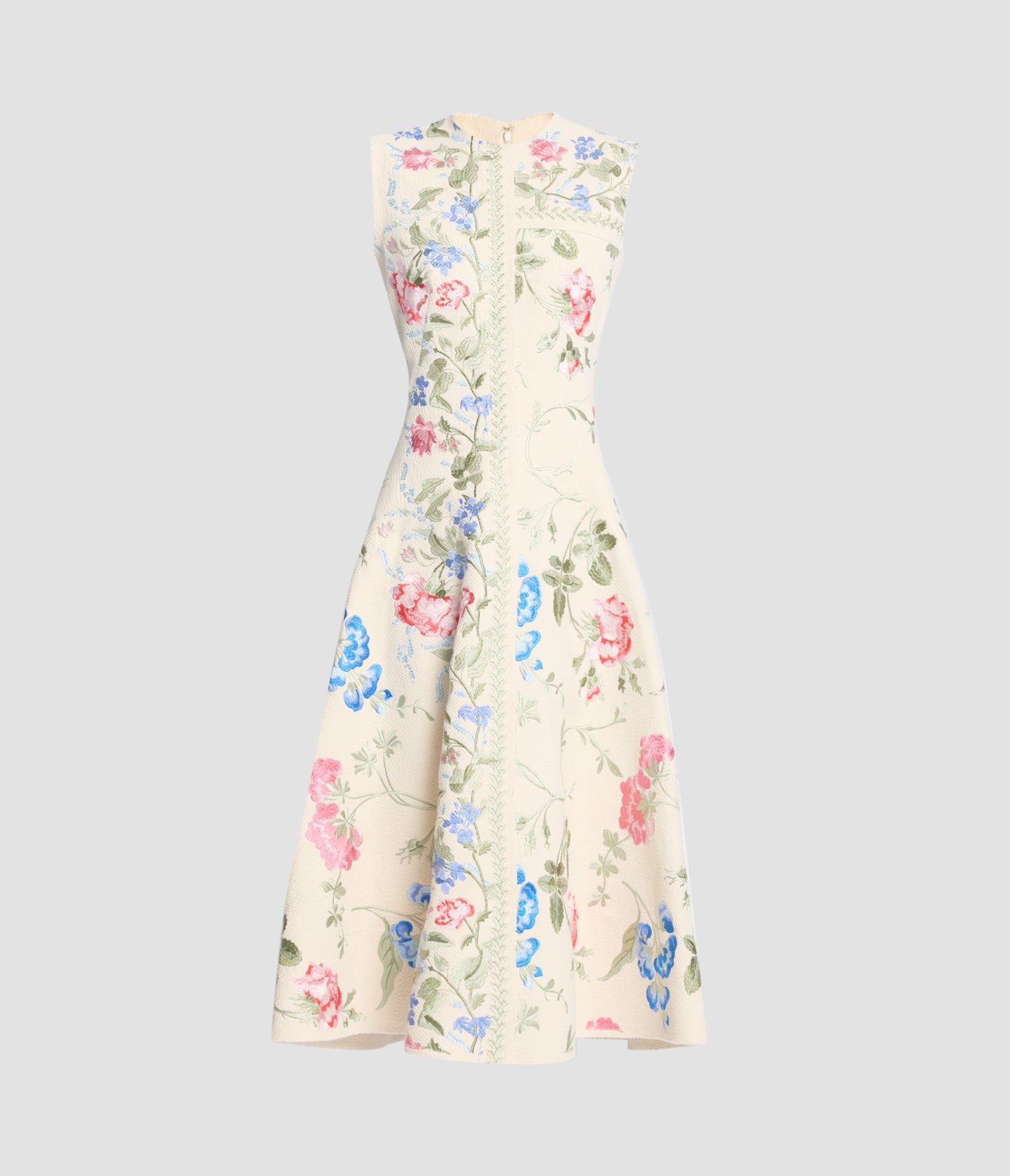 ERDEM | Embroidered Cotton Twill Hourglass Midi Dress ERDEM | Embroidered Cotton Twill Hourglass Midi Dress