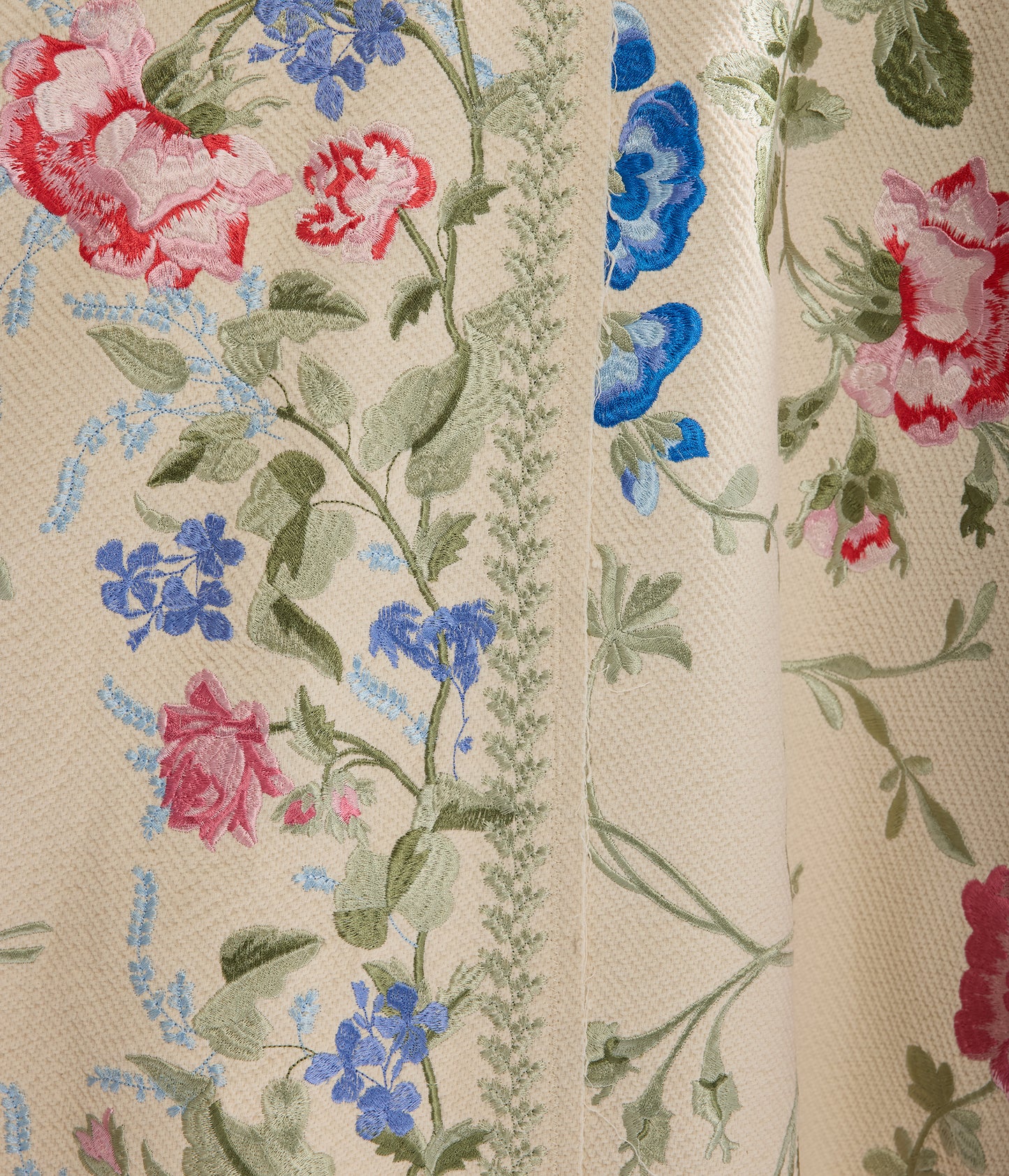 Embroidered Cotton Twill Hourglass Midi Dress