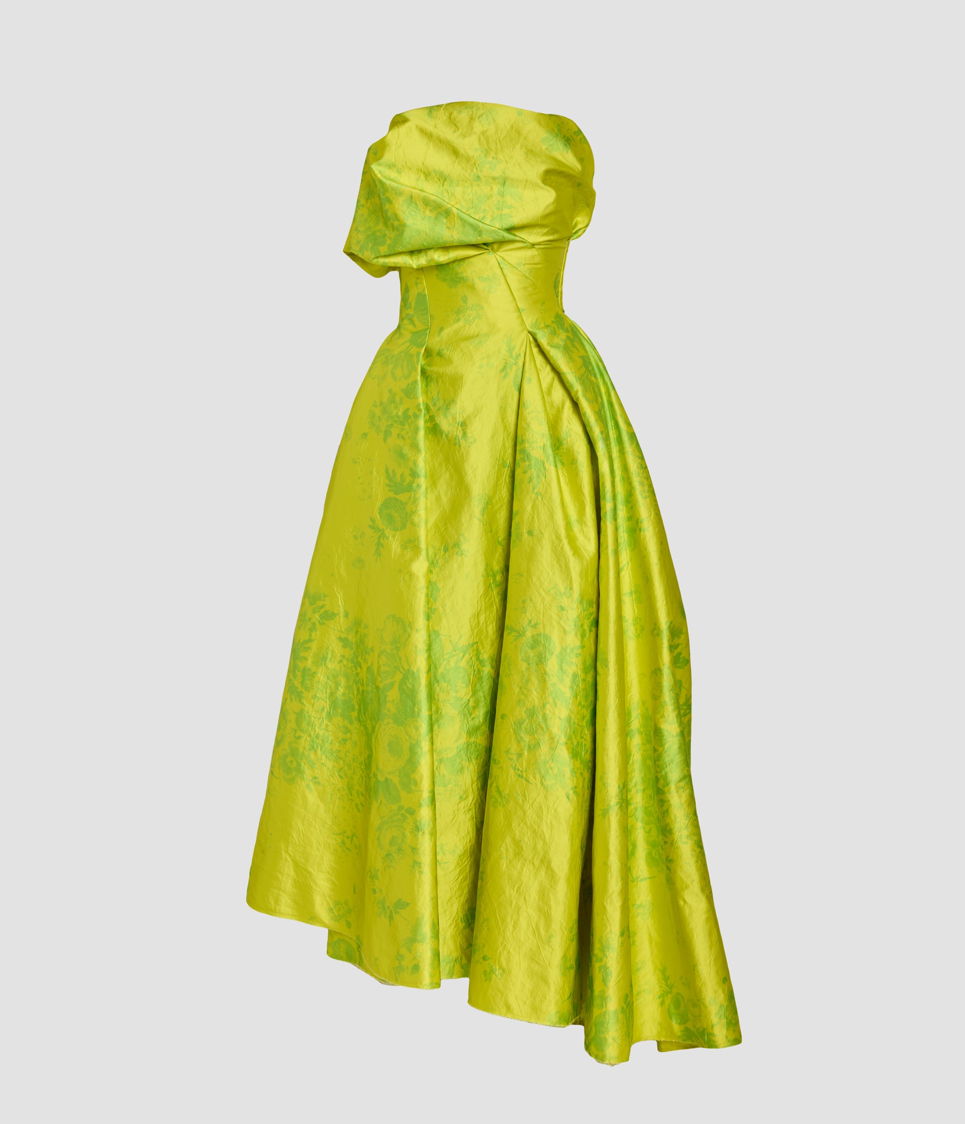 Floral Print Textured Satin Cloud Midi Dress