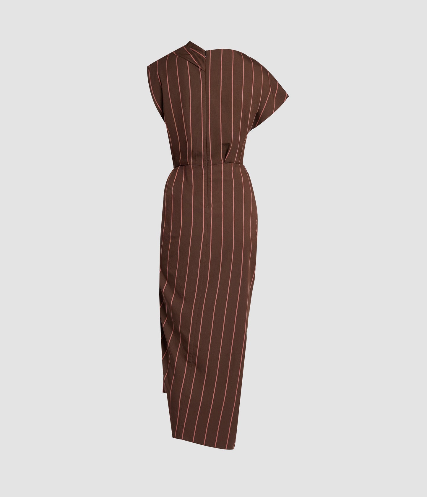 Striped Tailoring Draped Midi Dress