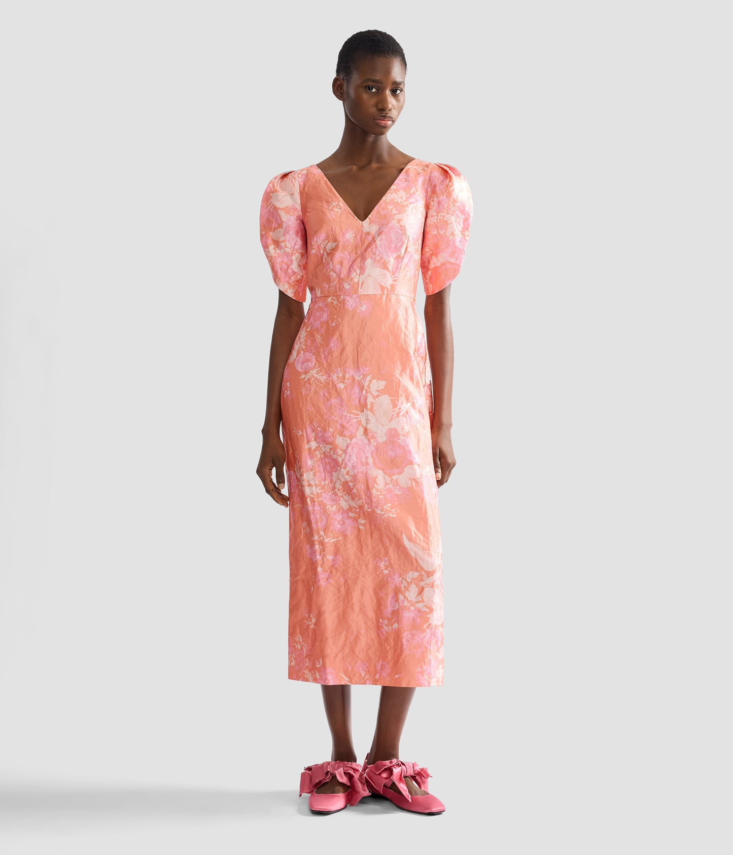 pink pencil dress Beaded Lace L The standout asymmetric fold neckline brings an architectural quality that sets it apart from the ordinary ROSE pencil dress + removable