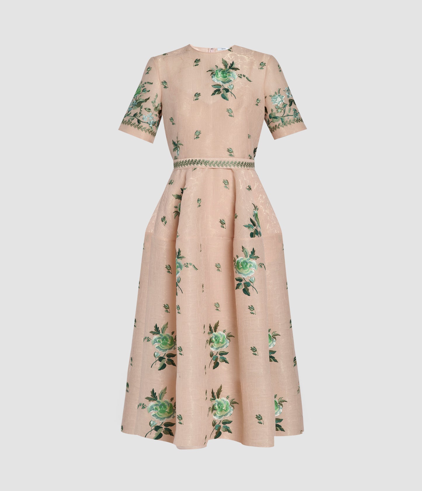 Embroidered Organza Fit And Flared Midi Dress