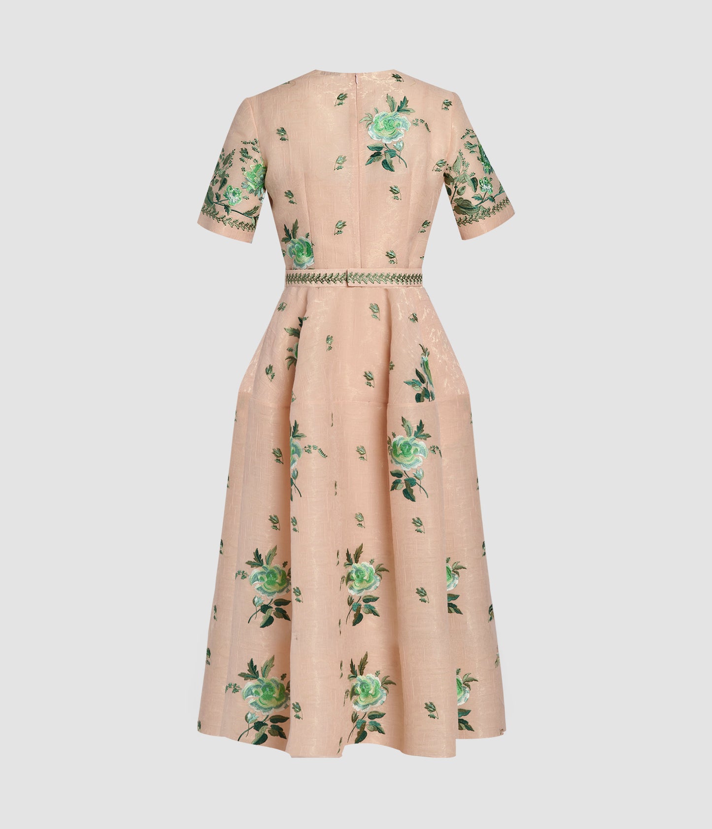 Embroidered Organza Fit And Flared Midi Dress