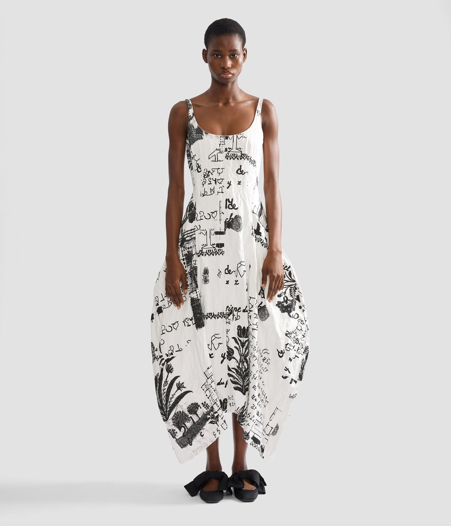 Metallised Cotton Draped Midi Dress