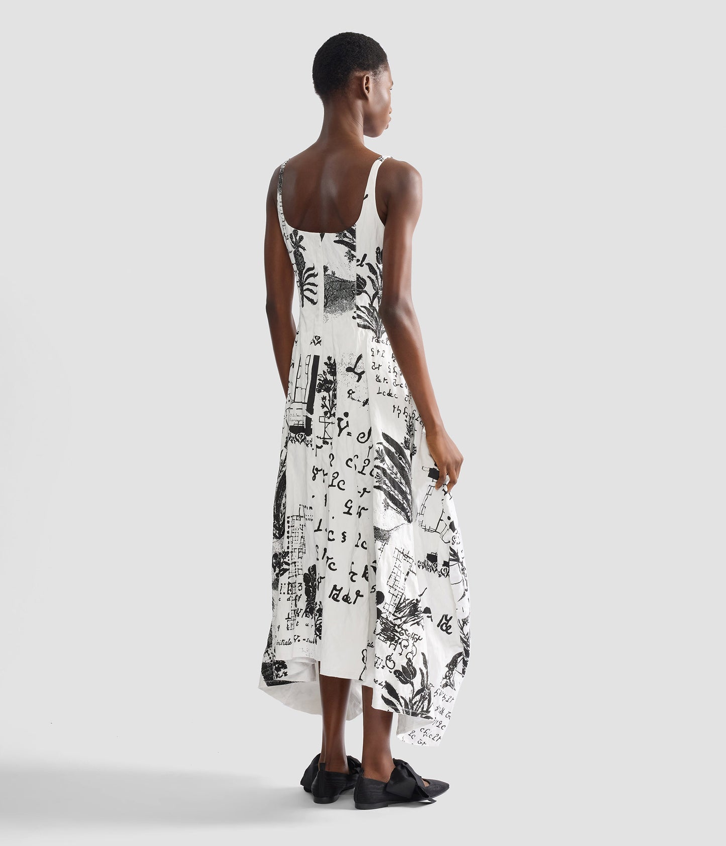 Metallised Cotton Draped Midi Dress