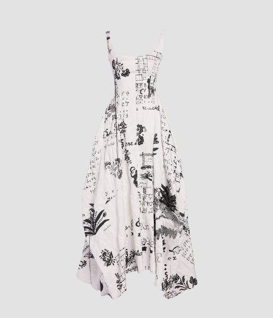 Metallised Cotton Draped Midi Dress