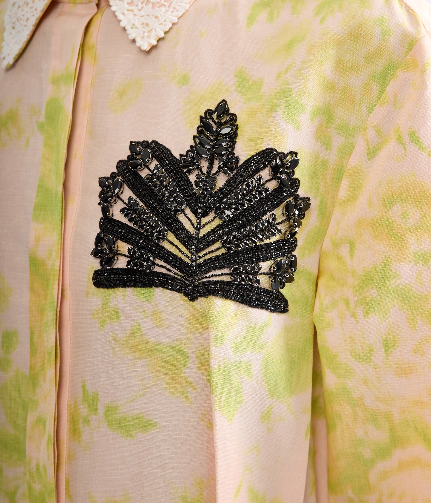 Floral Print Linen Chine Draped Midi Dress