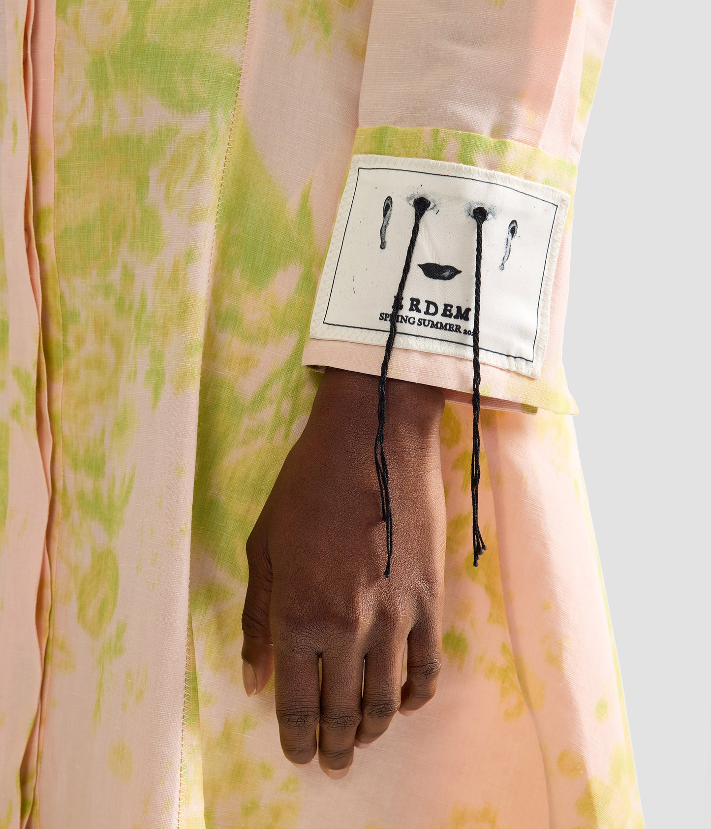 Floral Print Linen Chine Draped Midi Dress