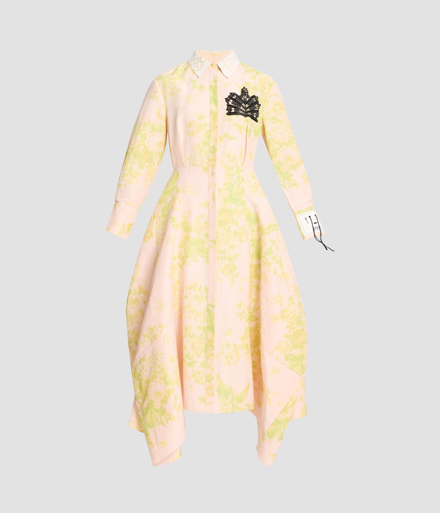 Floral Print Linen Chine Draped Midi Dress