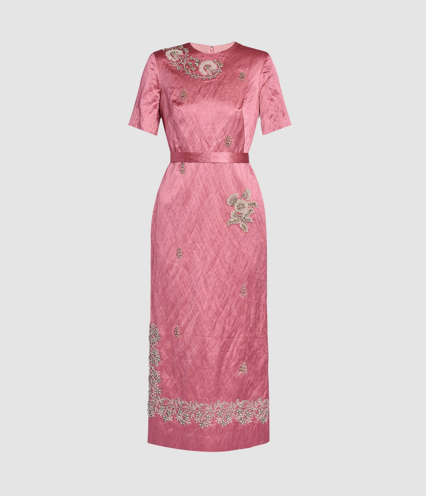 ERDEM | Embellished Textured Satin Midi Pencil Dress ERDEM | Embellished Textured Satin Midi Pencil Dress