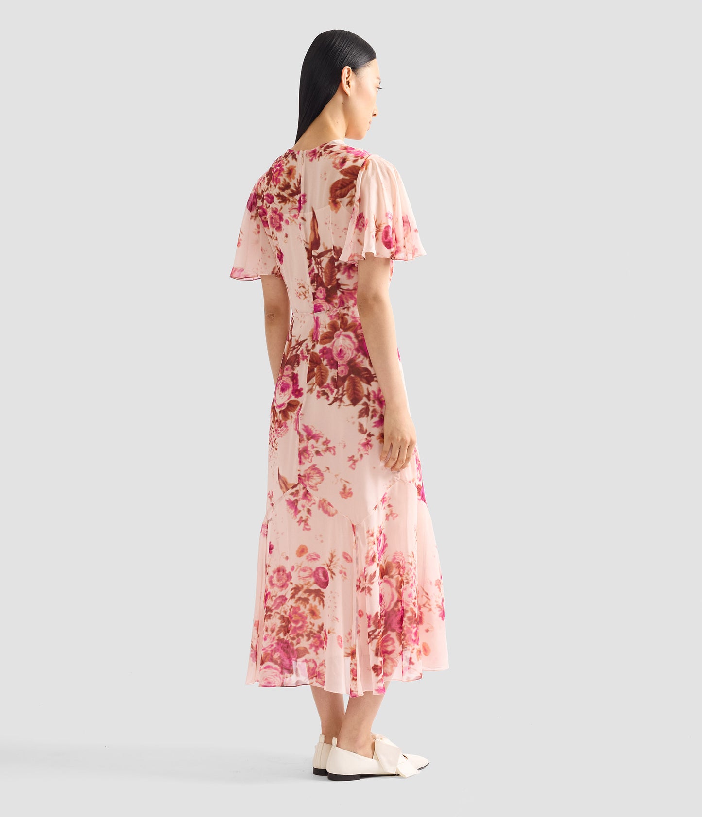 ERDEM | Floral Print Silk Voile Fit And Flared Midi Dress ERDEM | Floral Print Silk Voile Fit And Flared Midi Dress