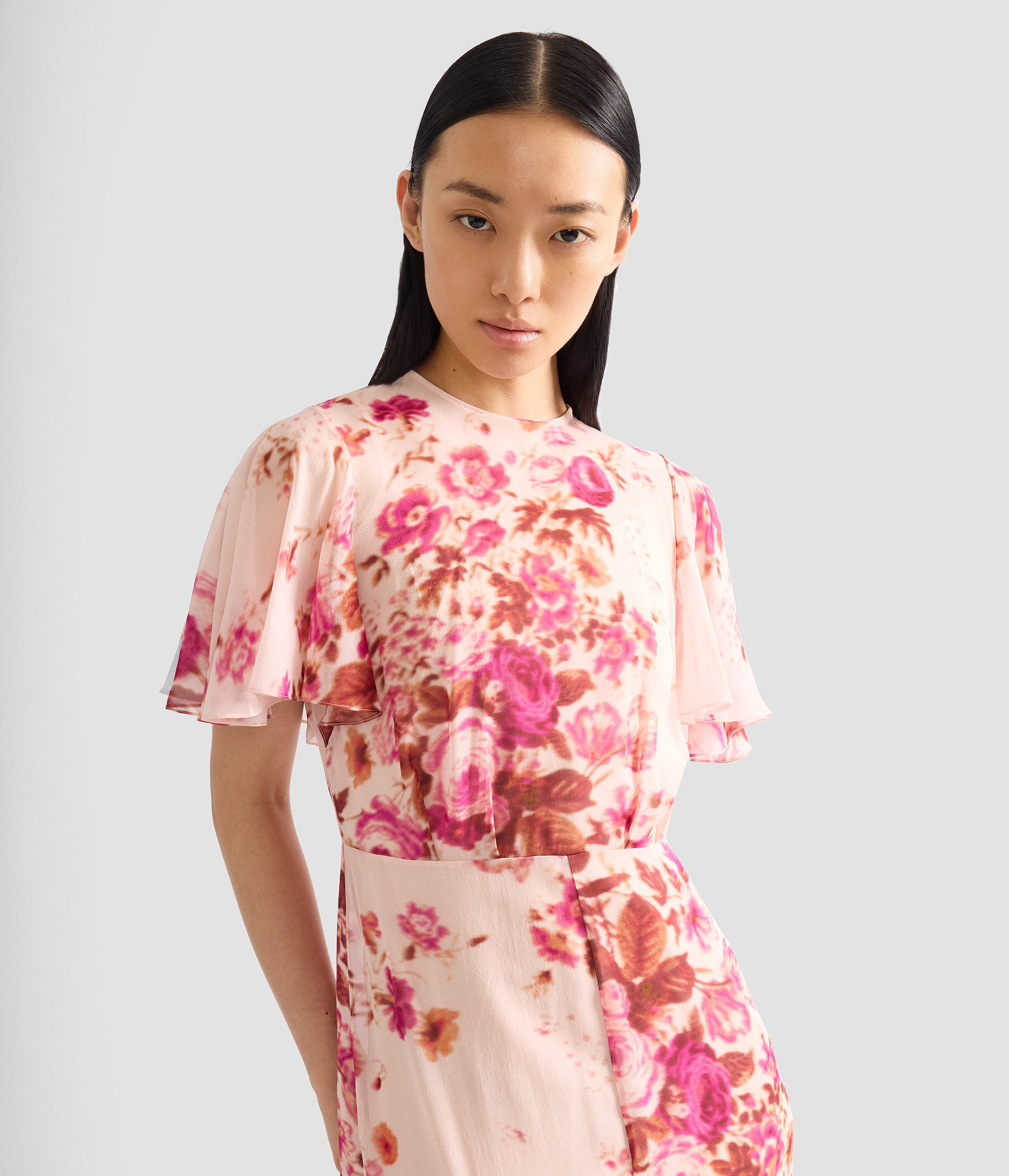 ERDEM | Floral Print Silk Voile Fit And Flared Midi Dress ERDEM | Floral Print Silk Voile Fit And Flared Midi Dress