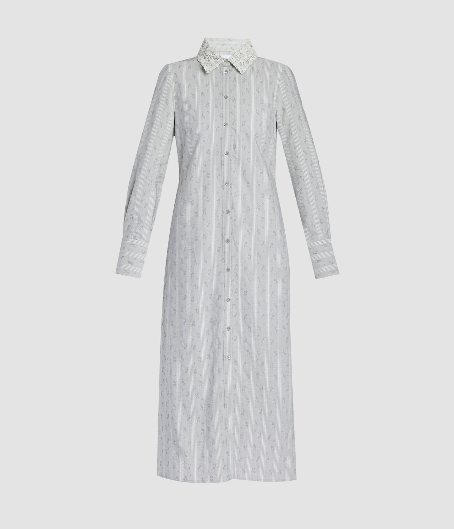 Ditsy Cotton Stripe Tie-Waisted Midi Dress