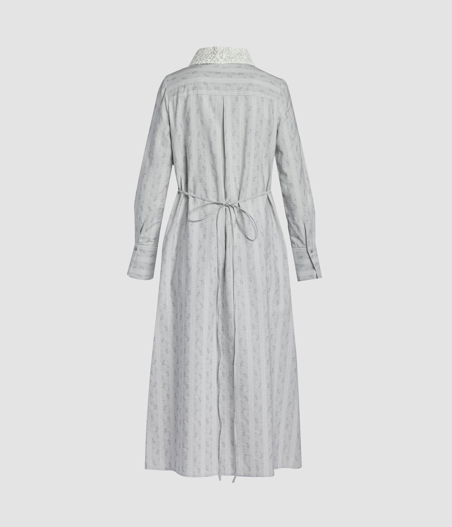Ditsy Cotton Stripe Tie-Waisted Midi Dress