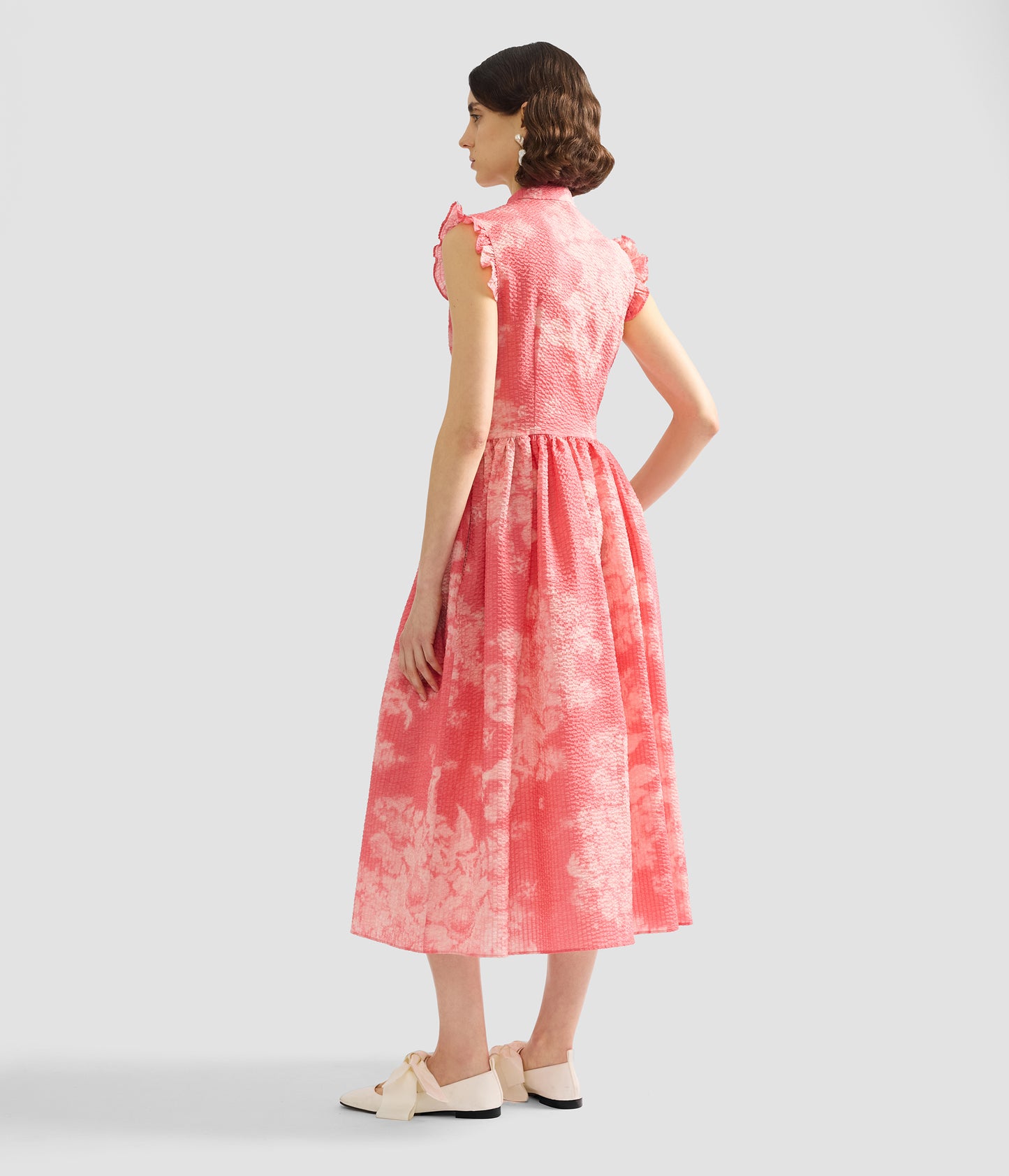 Floral Print Cotton Fit And Flared Midi Dress