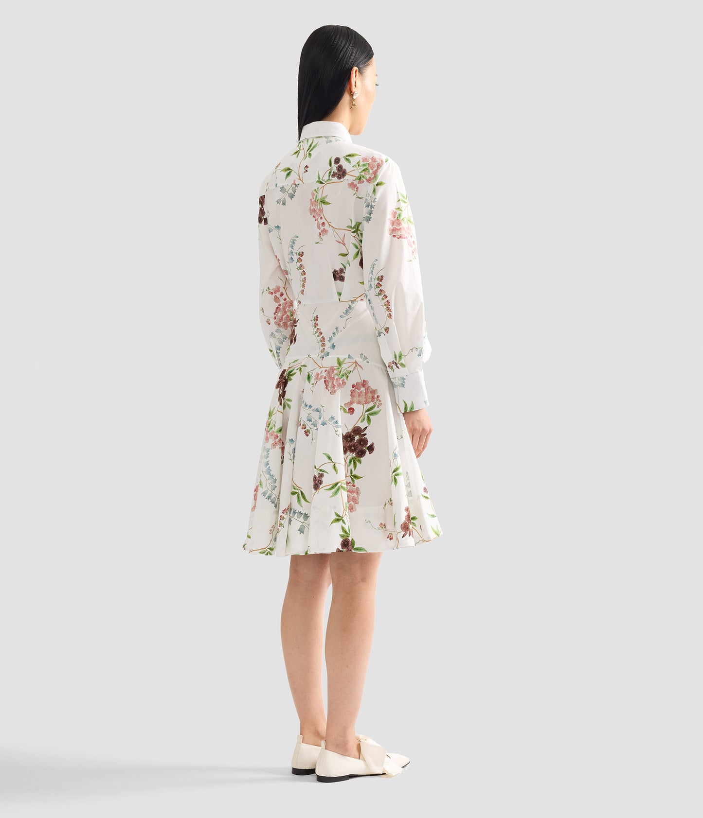Floral Print Cotton Mini Shirt Dress