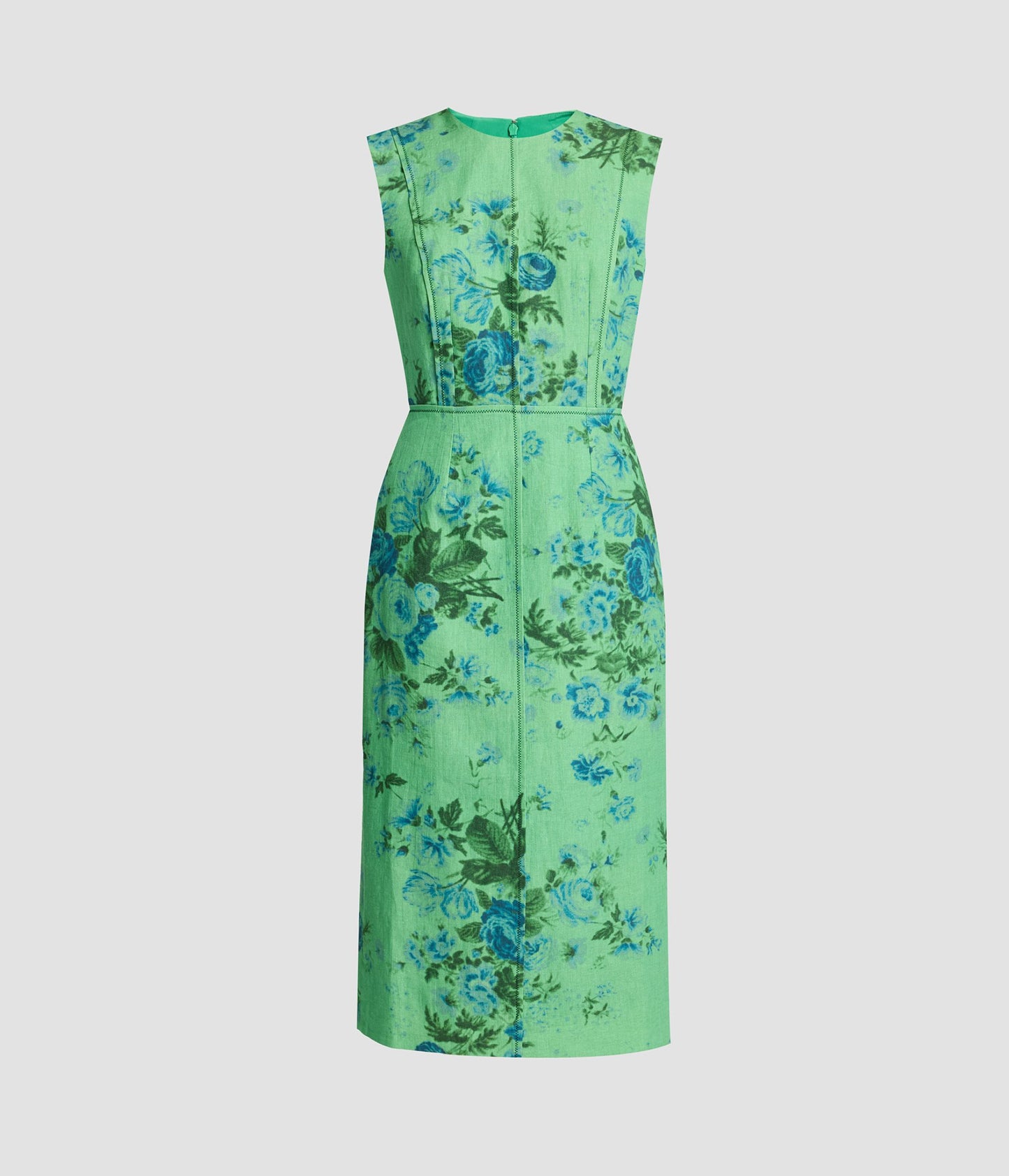 ERDEM | Floral Print Linen Pencil Midi Dress ERDEM | Floral Print Linen Pencil Midi Dress