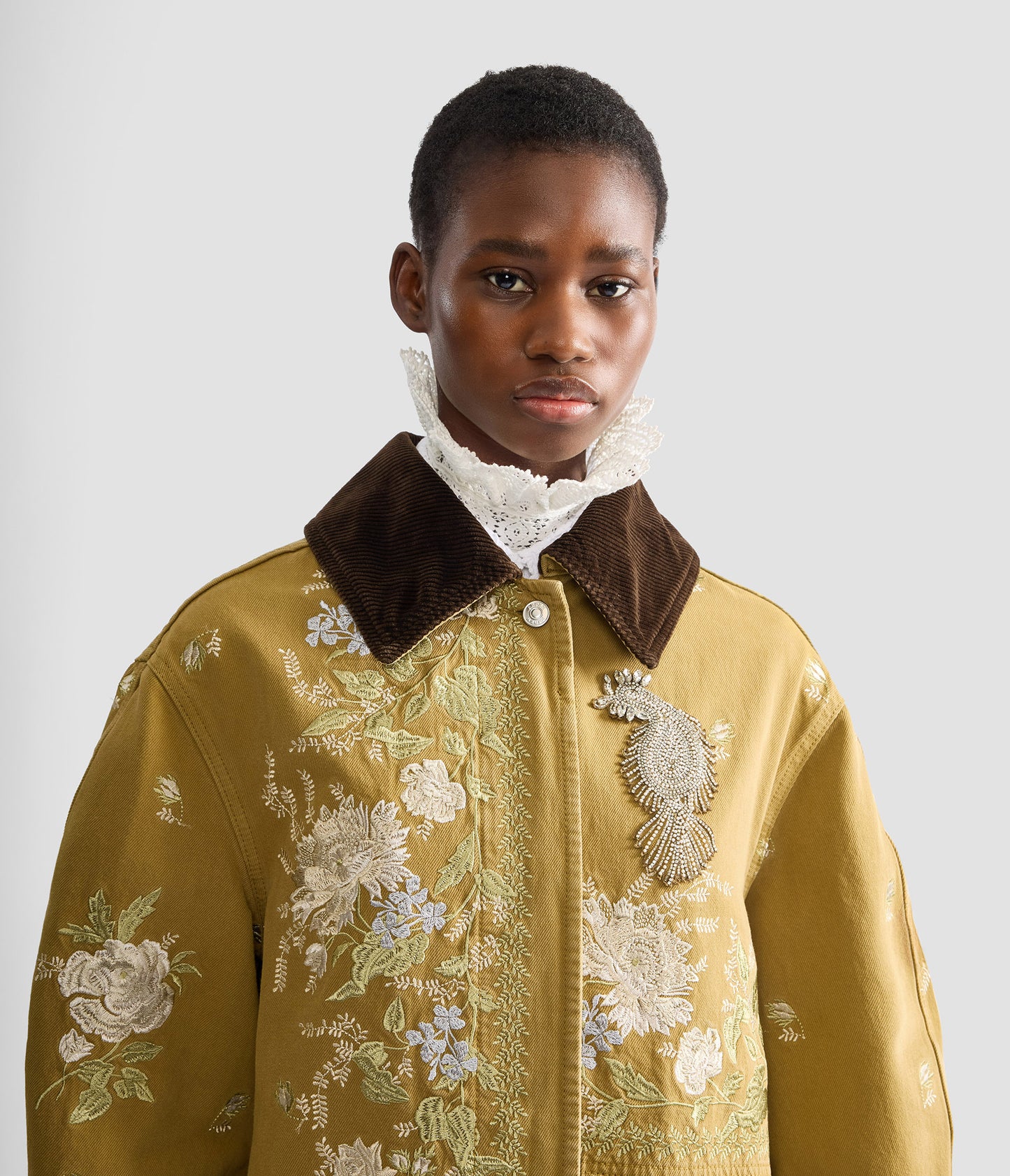 Embroidered Denim Coat