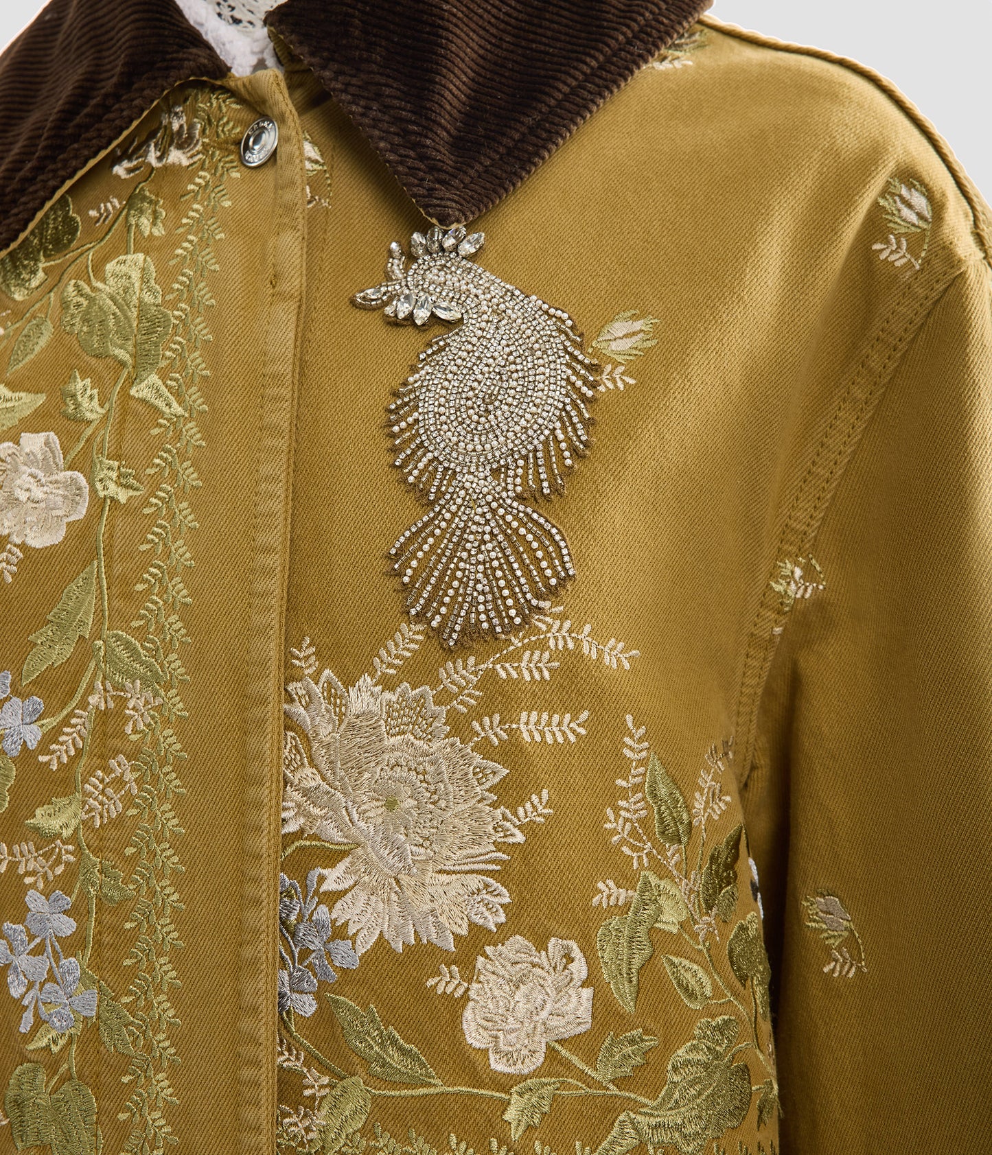 Embroidered Denim Coat