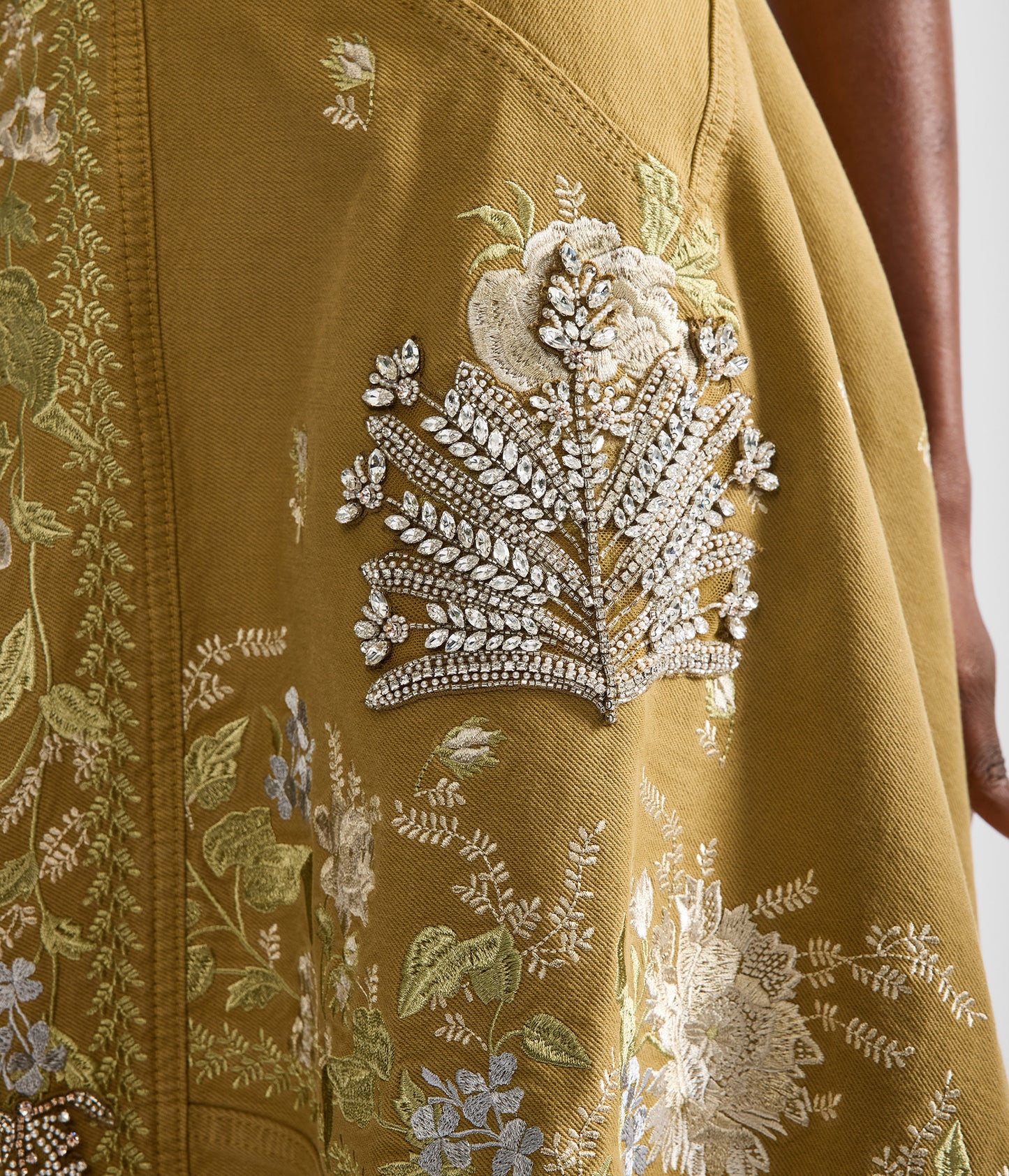 Embroidered Denim Midi Hourglass Dress