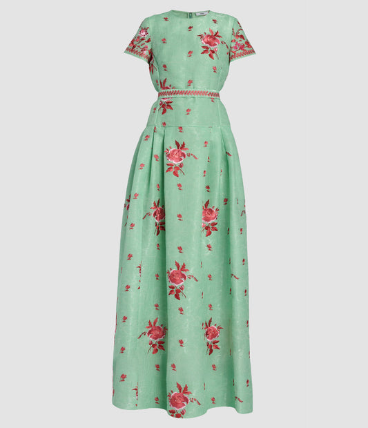Enbroidered Organza Drop Waist Gown