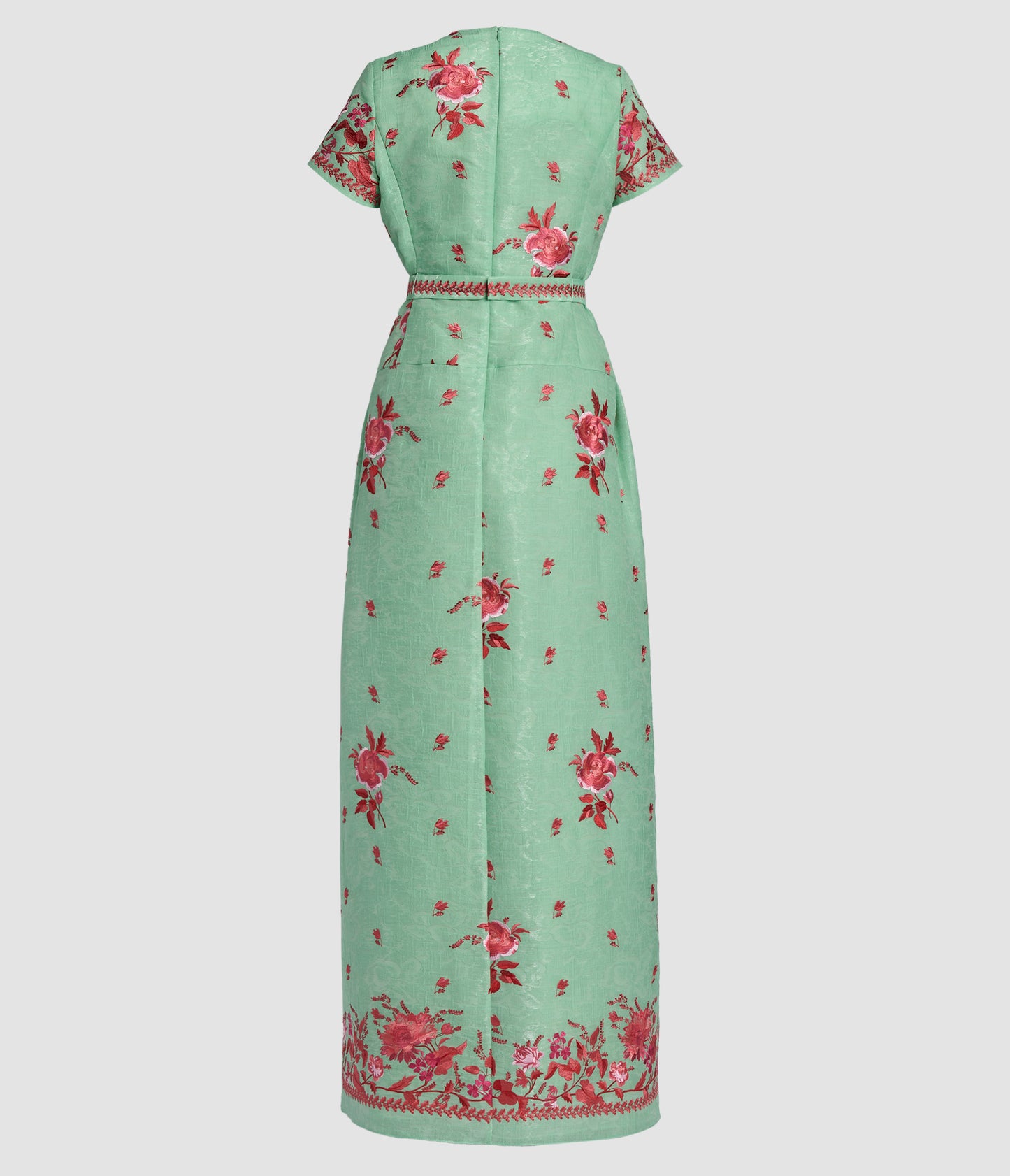 Embroidered Organza Drop Waist Gown