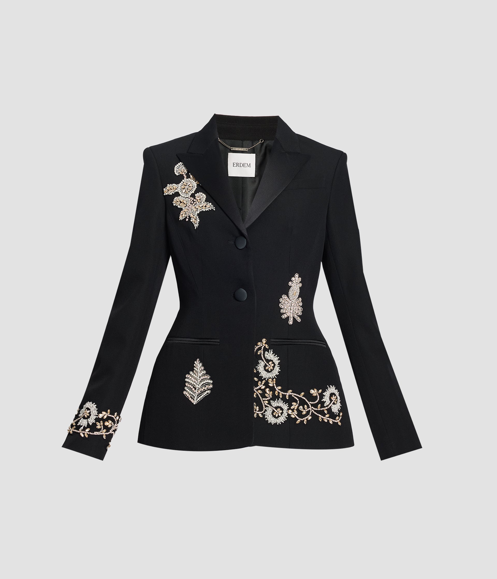 Embroidered Grain De Poudre Single Breasted Blazer