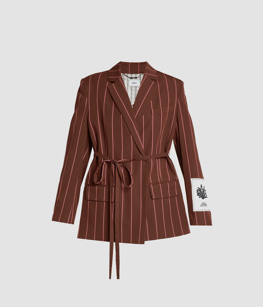 Striped Tailoring Tie-Waist Blazer