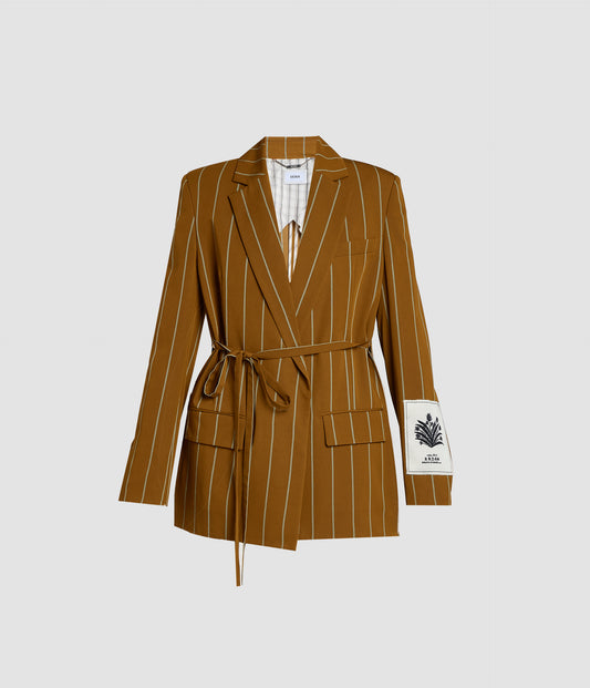 Striped Tailoring Tie-Waist Blazer
