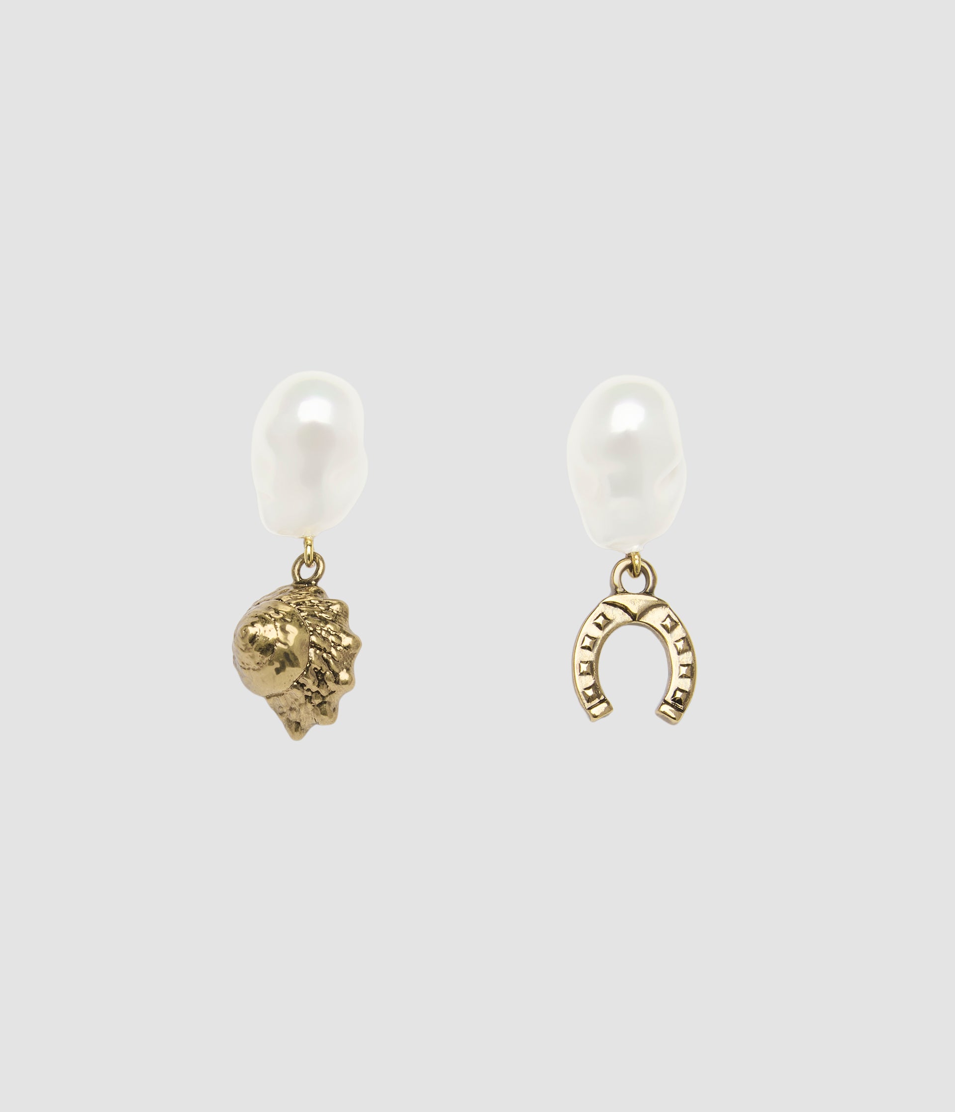 Antique Gold Pearl Charm Earrings