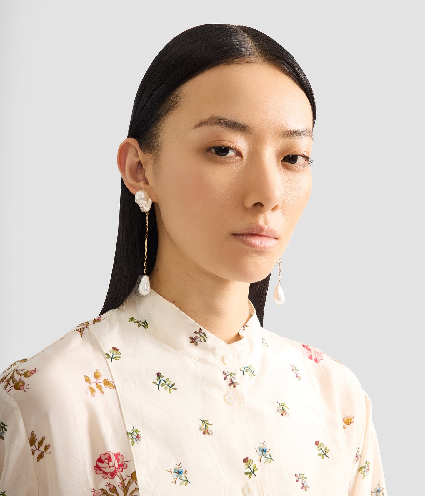 Antique Gold Pearl Long Earrings