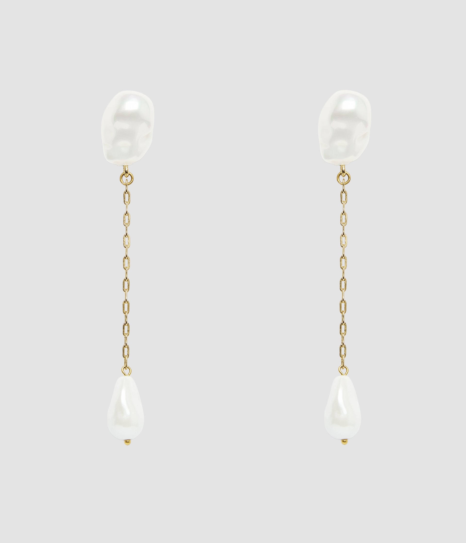 Antique Gold Pearl Long Earrings