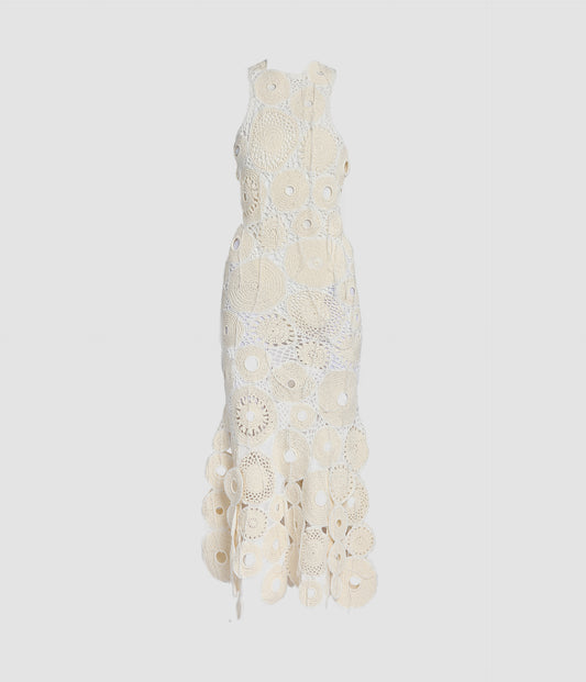 Cotton Crochet Sleeveless Midi Dress