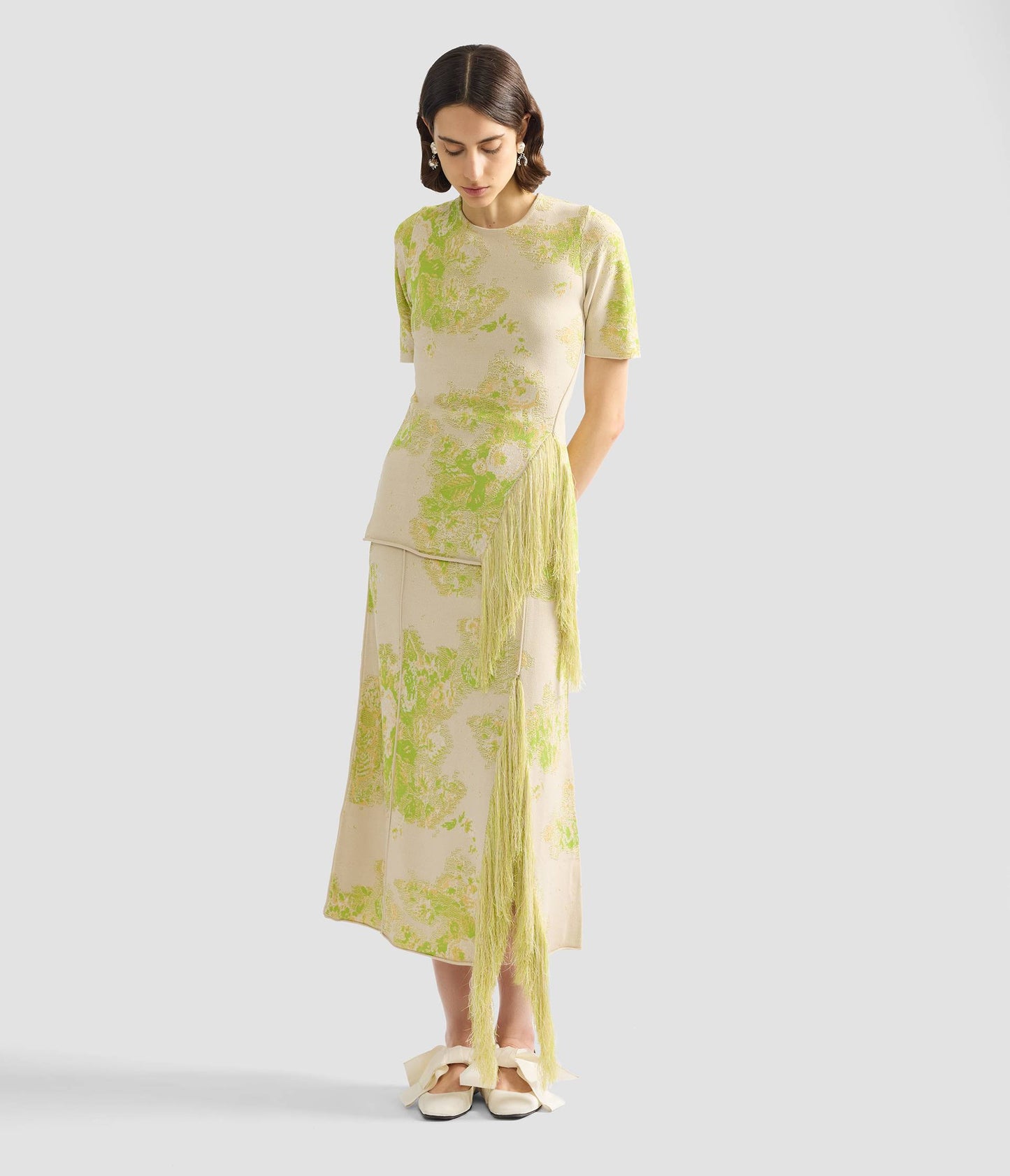 French Fray Midi Pencil Knit Skirt