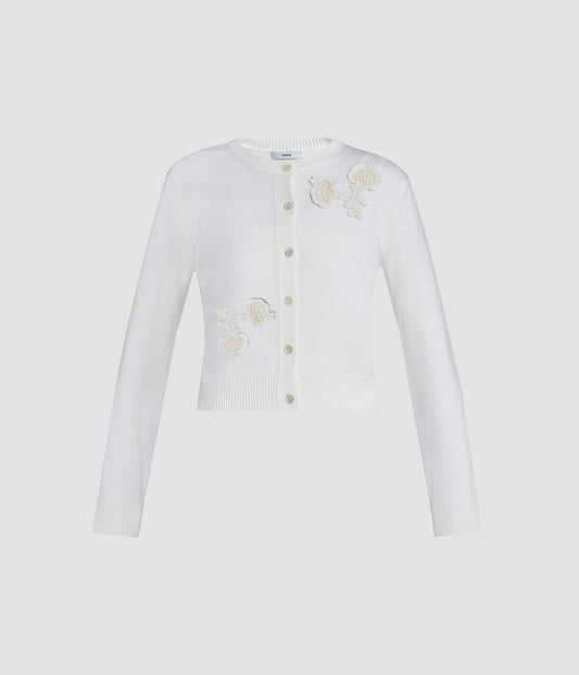 Appliqué Merino Wool Cardigan